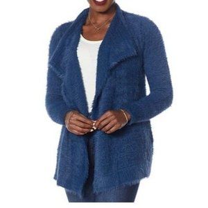 Colleen Lopez Waterfall Sweater Knit Cardigan 770-524 Deep Sea 1X